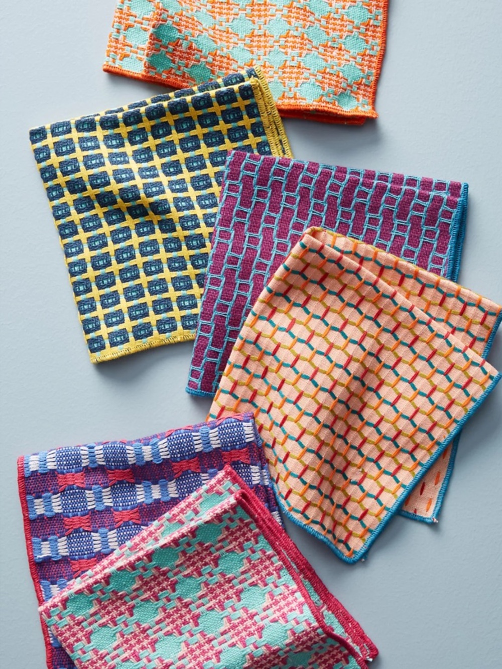 Anthropologie Multicolor Woven Jacquard Dishcloths, Set of 6 - Picture 2 of 4